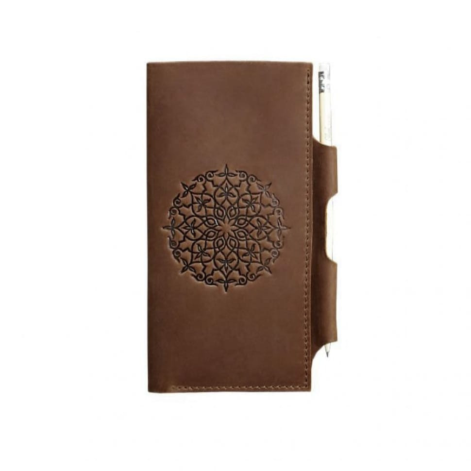 Leather female travel case 3.0 light brown with mandala
