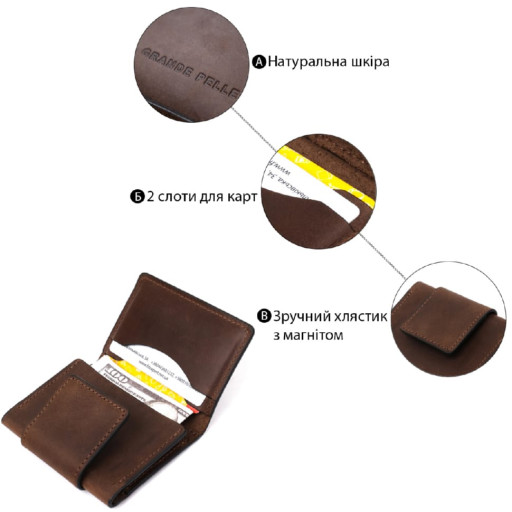 Яскравий шкіряний картхолдер GRANDE PELLE 11497 Червоний