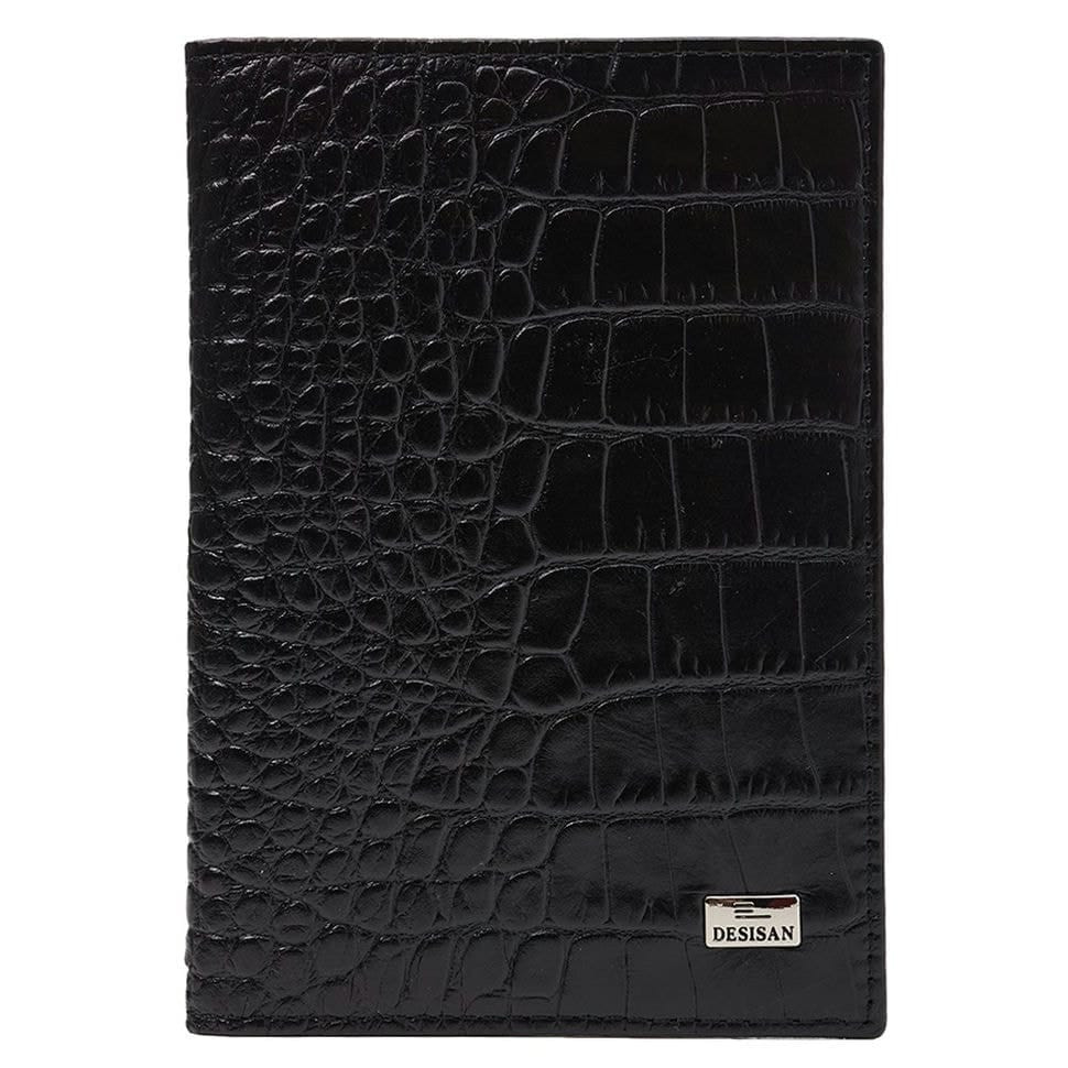 Обкладинка для паспорта шкіряна Desisan-11 чорний кроко