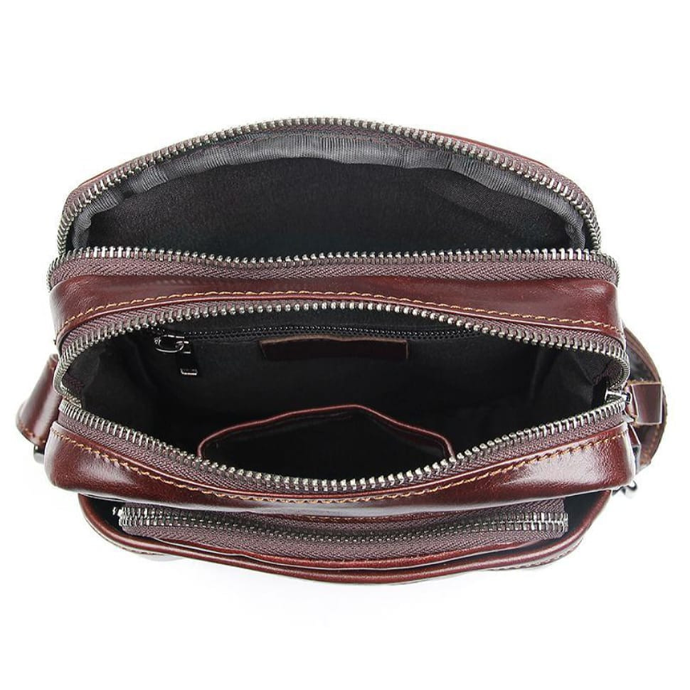 Чоловічі шкіряні сумки месенджер на плече коричнева John McDee 1054X