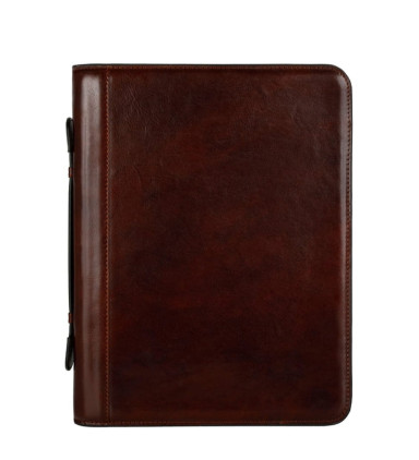 Womens Leather Portfolio with Binder - Joy in the Morning -  Brown color -  Time Resistance 5246301W