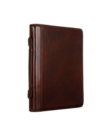 Womens Leather Portfolio with Binder - Joy in the Morning -  Brown color -  Time Resistance 5246301W