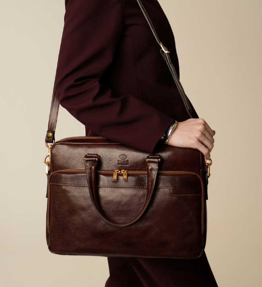 Женская кожаная сумка-портфель для ноутбука - Orlando - Коричневый цвет - Time Resistance 5196701W