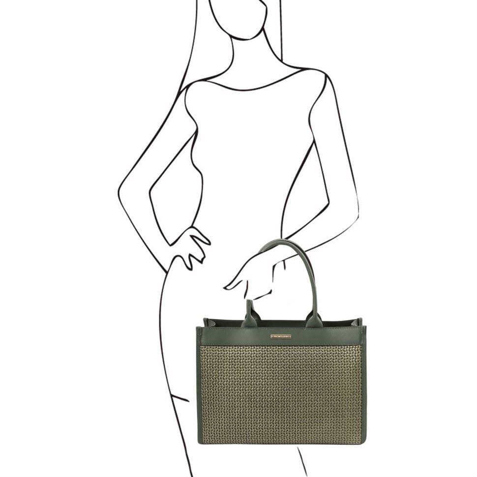 TL Bag Шкіряна сумка-шоппер з плетеним тісненням Tuscany TL141724