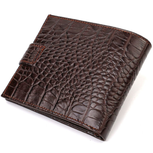 Модний чоловічий гаманець з натуральної шкіри тисненням під крокодила CANPELLINI 21878 Коричневий