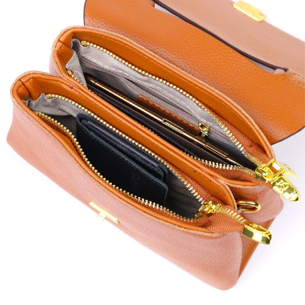 Елегантна сумка жіноча з натуральної шкіри 22073 Vintage Руда