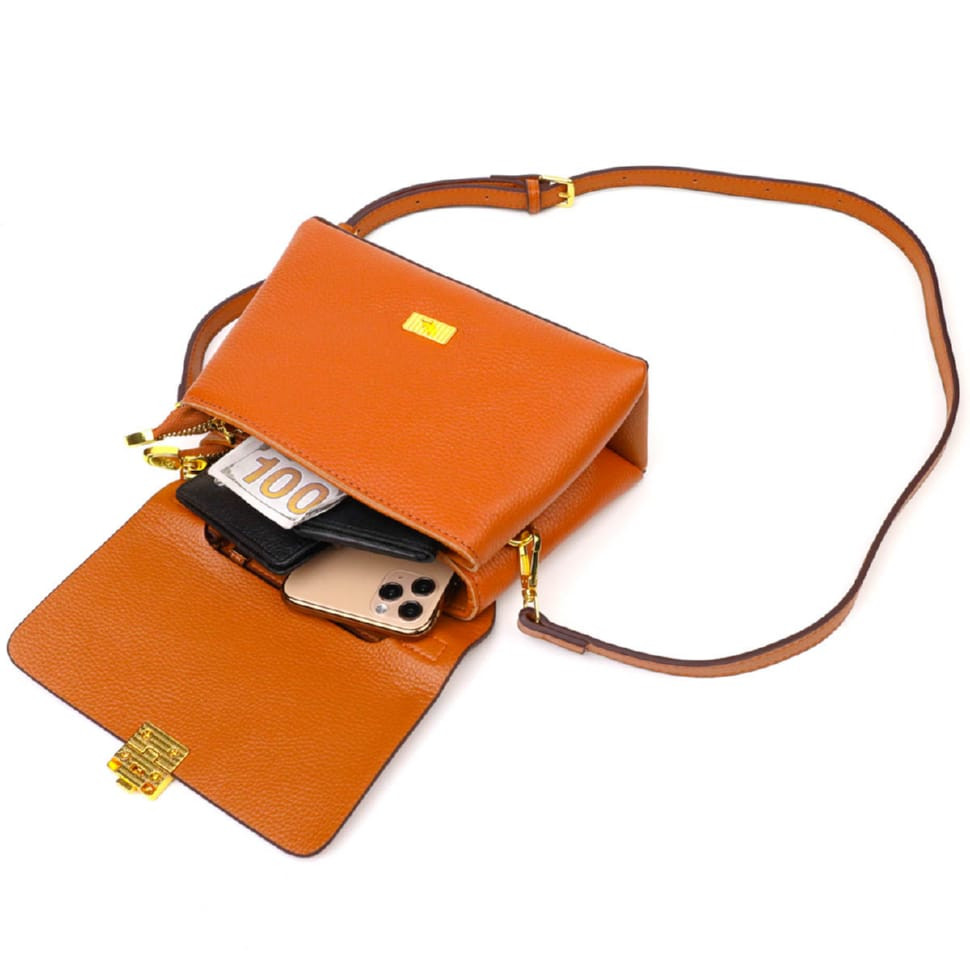 Елегантна сумка жіноча з натуральної шкіри 22073 Vintage Руда