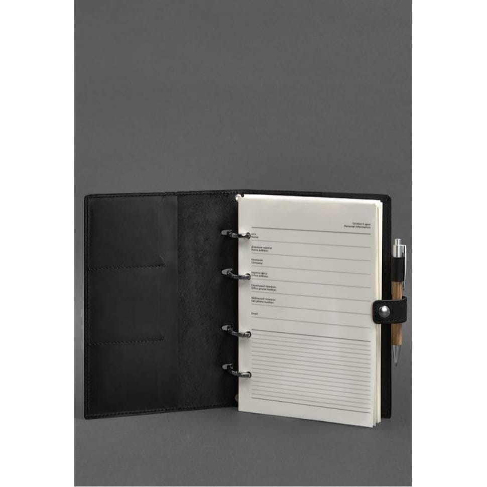 Шкіряний блокнот із датованим блоком (Софт-бук) 9.1 чорний Crazy Horse