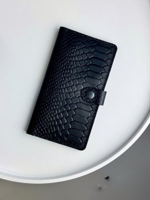 Портмоне чоловіче із натуральної шкіри тиснення пітон SR016 (чорний)
