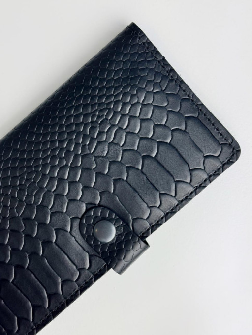 Портмоне чоловіче із натуральної шкіри тиснення пітон SR016 (чорний)