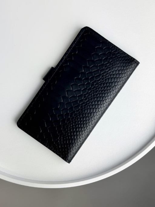 Портмоне чоловіче із натуральної шкіри тиснення пітон SR016 (чорний)