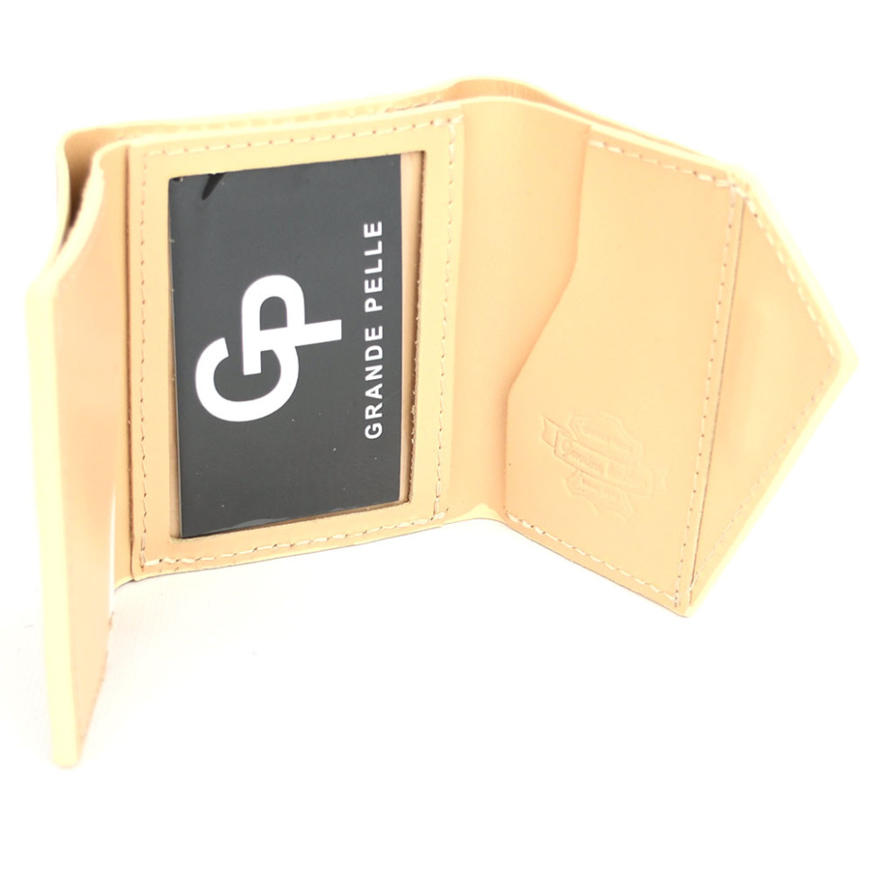 Шкіряний гаманець Mini з асиметричним клапаном 570243 бежевий