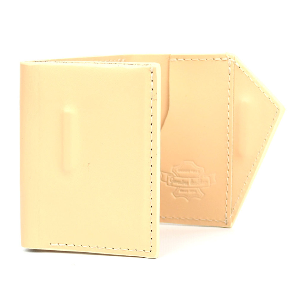 Шкіряний гаманець Mini з асиметричним клапаном 570243 бежевий