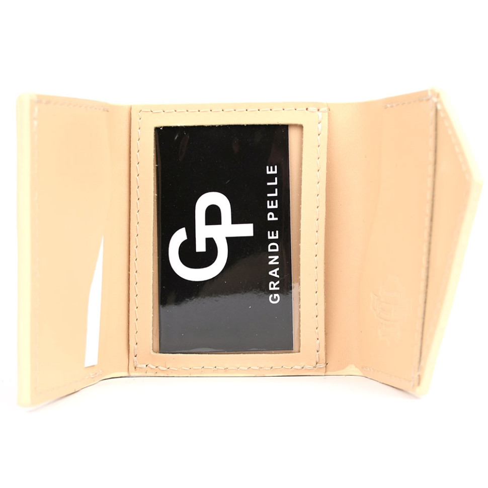 Шкіряний гаманець Mini з асиметричним клапаном 570243 бежевий