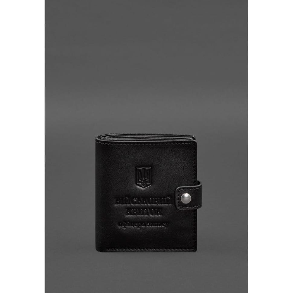 Leather wallet cover for a reserve officer's military ID (wide document) Black