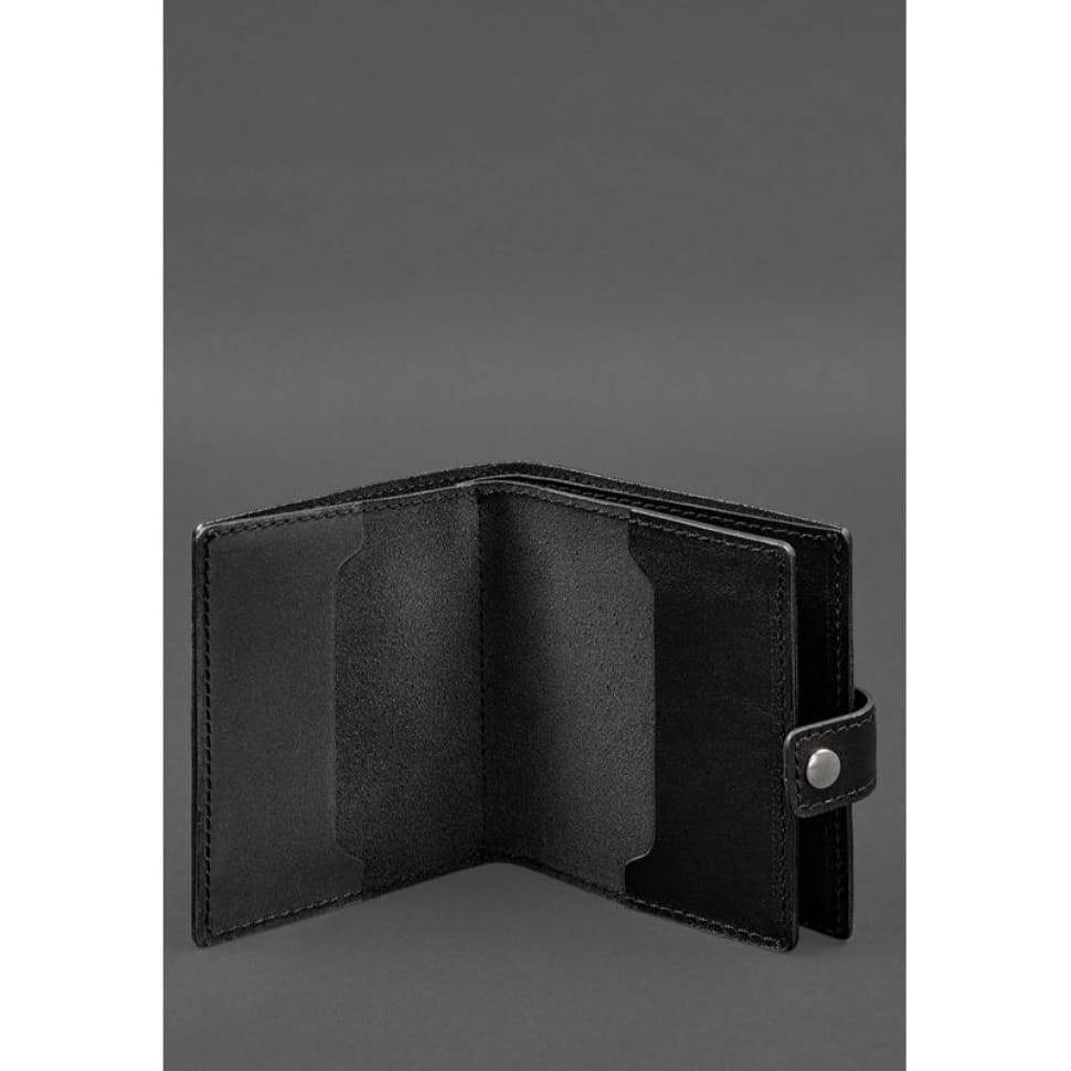 Leather wallet cover for a reserve officer's military ID (wide document) Black