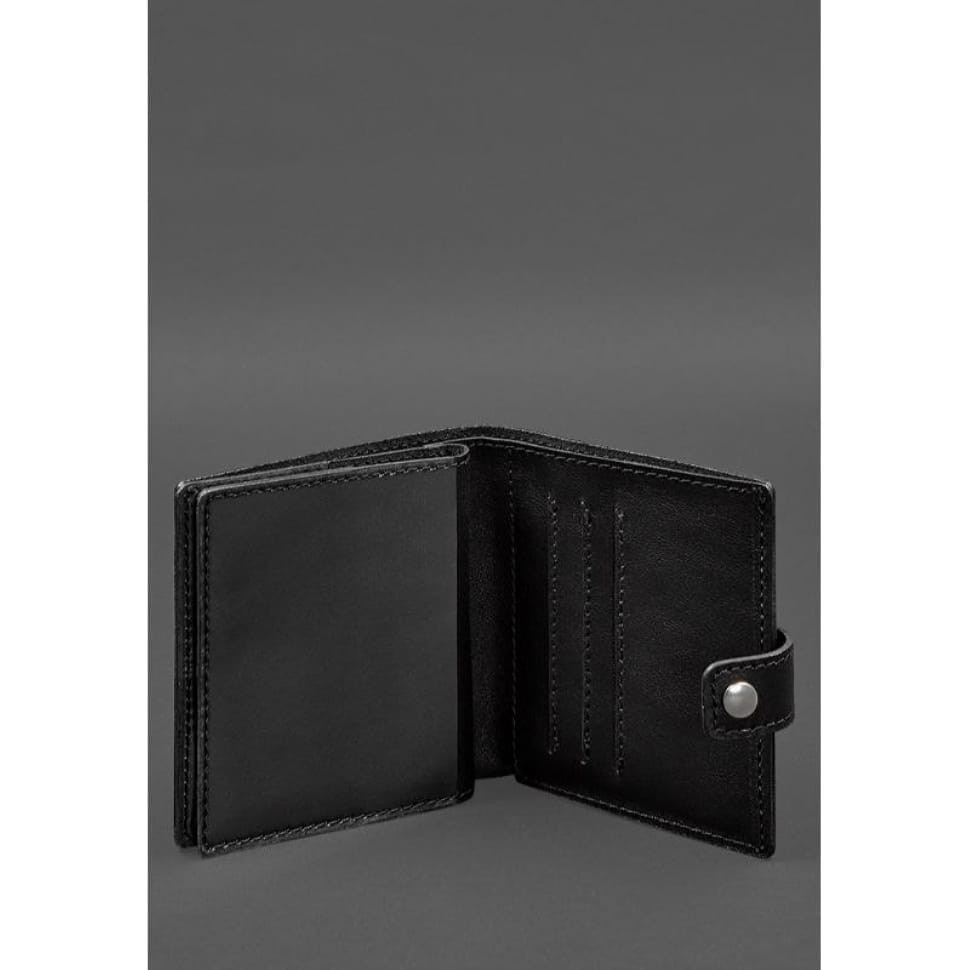Leather wallet cover for a reserve officer's military ID (wide document) Black