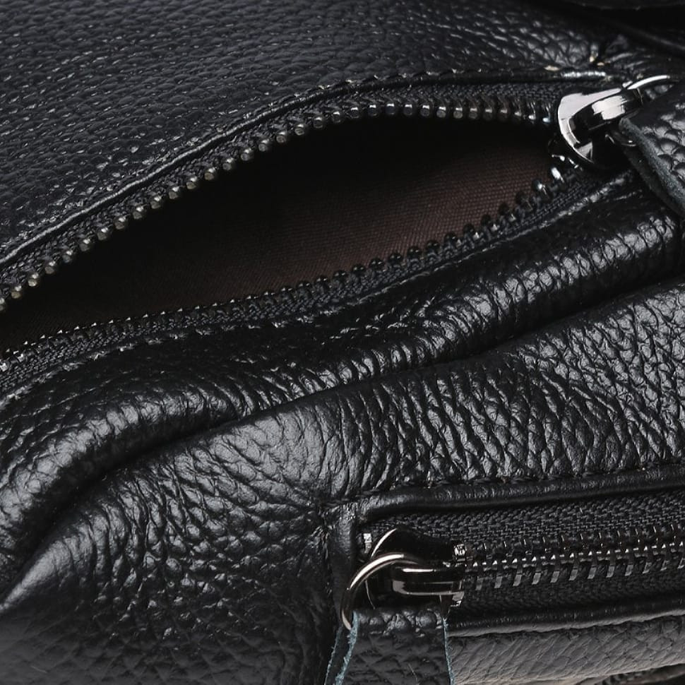 Чоловік шкіряний рюкзак через плече Borsa Leather K1029-black