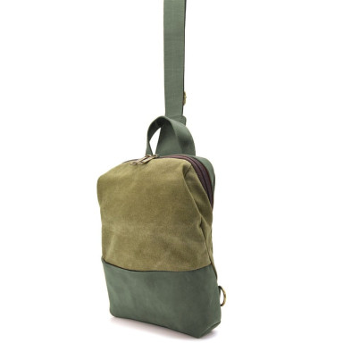 Shoulder sling, chest bag made of leather and canvas TARWA REh-1905-3md