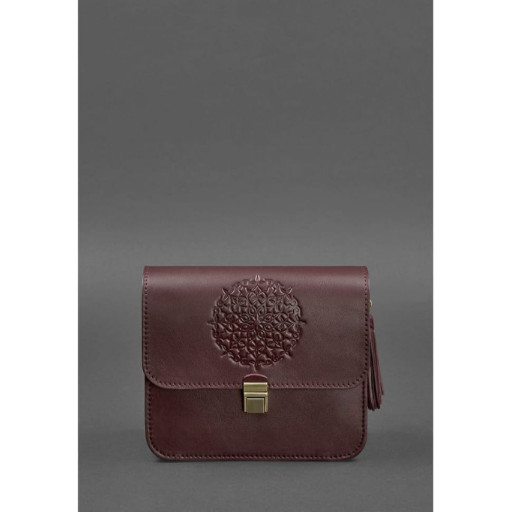 Шкіряна жіноча бохо-сумка Лілу бордова Krast