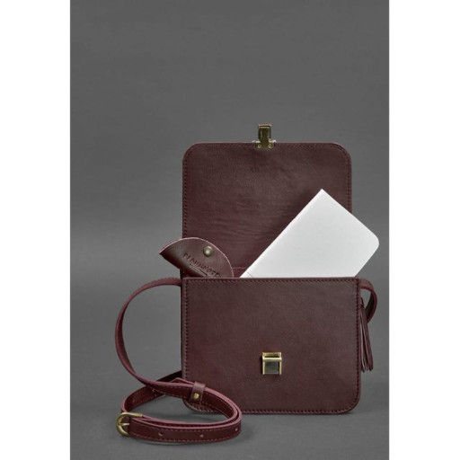 Шкіряна жіноча бохо-сумка Лілу бордова Krast