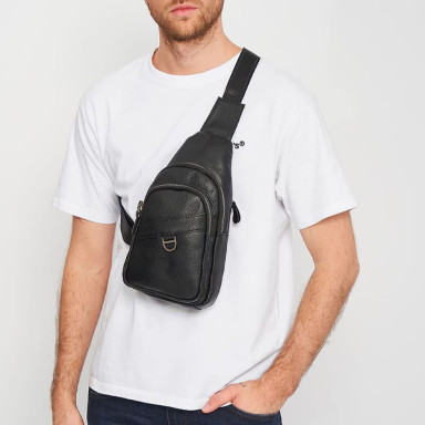 Men's leather backpack Keizer K14039bl-black