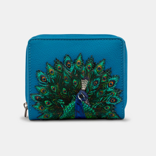 Жіночий шкіряний гаманець Yoshi Y1261 Peacock Plume (Petrol Blue)