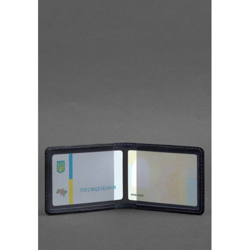 Шкіряна обкладинка для посвідчення з гербом темно-синя