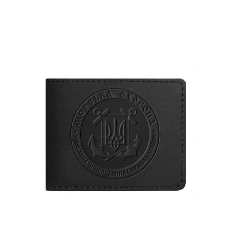Кожаная обложка на удостоверение Морской охраны черная Crazy Horse