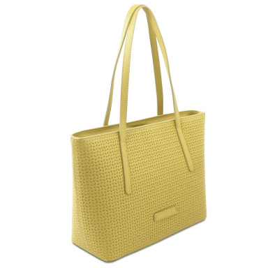 Dedalo Woven printed leather shopping bag
