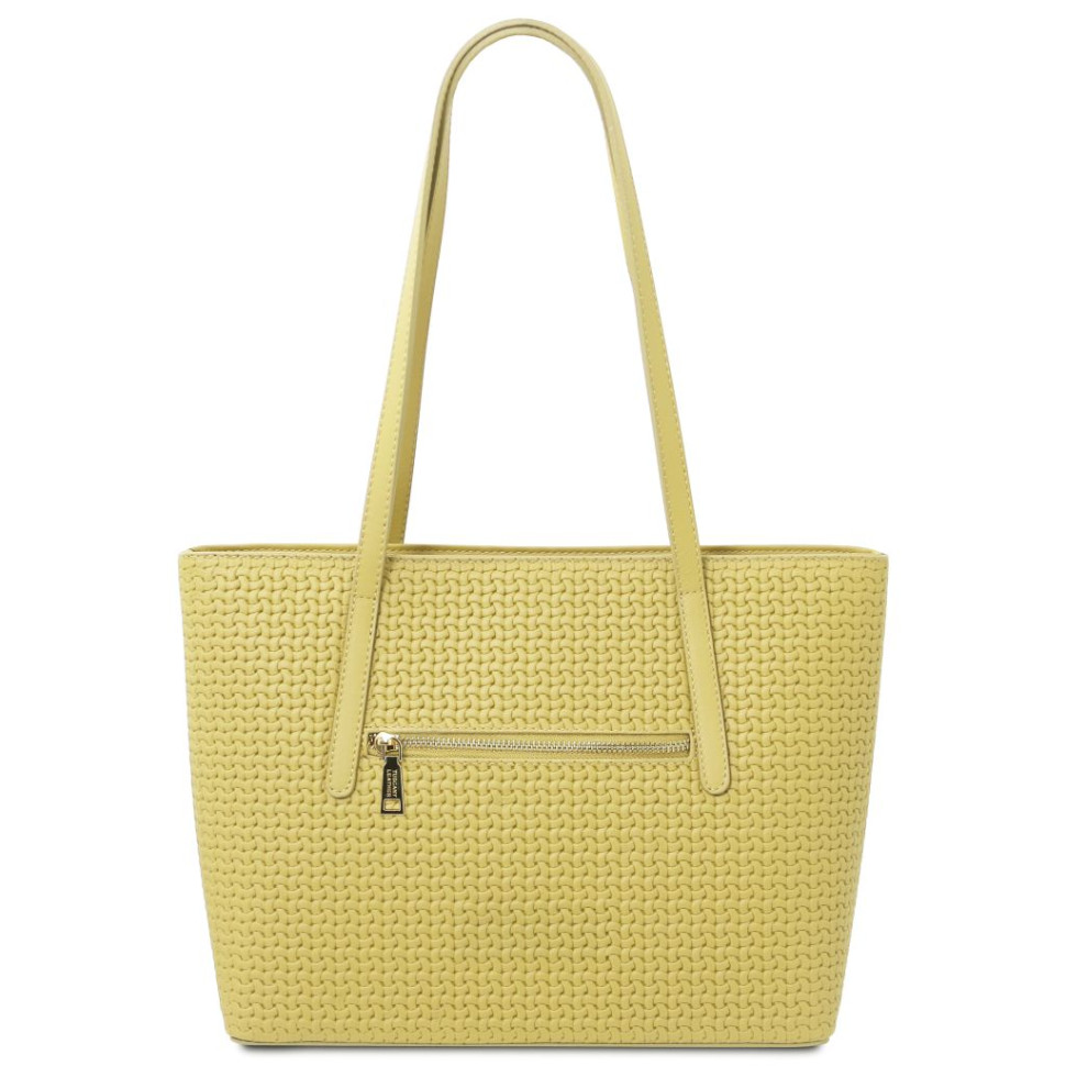 Dedalo Woven printed leather shopping bag