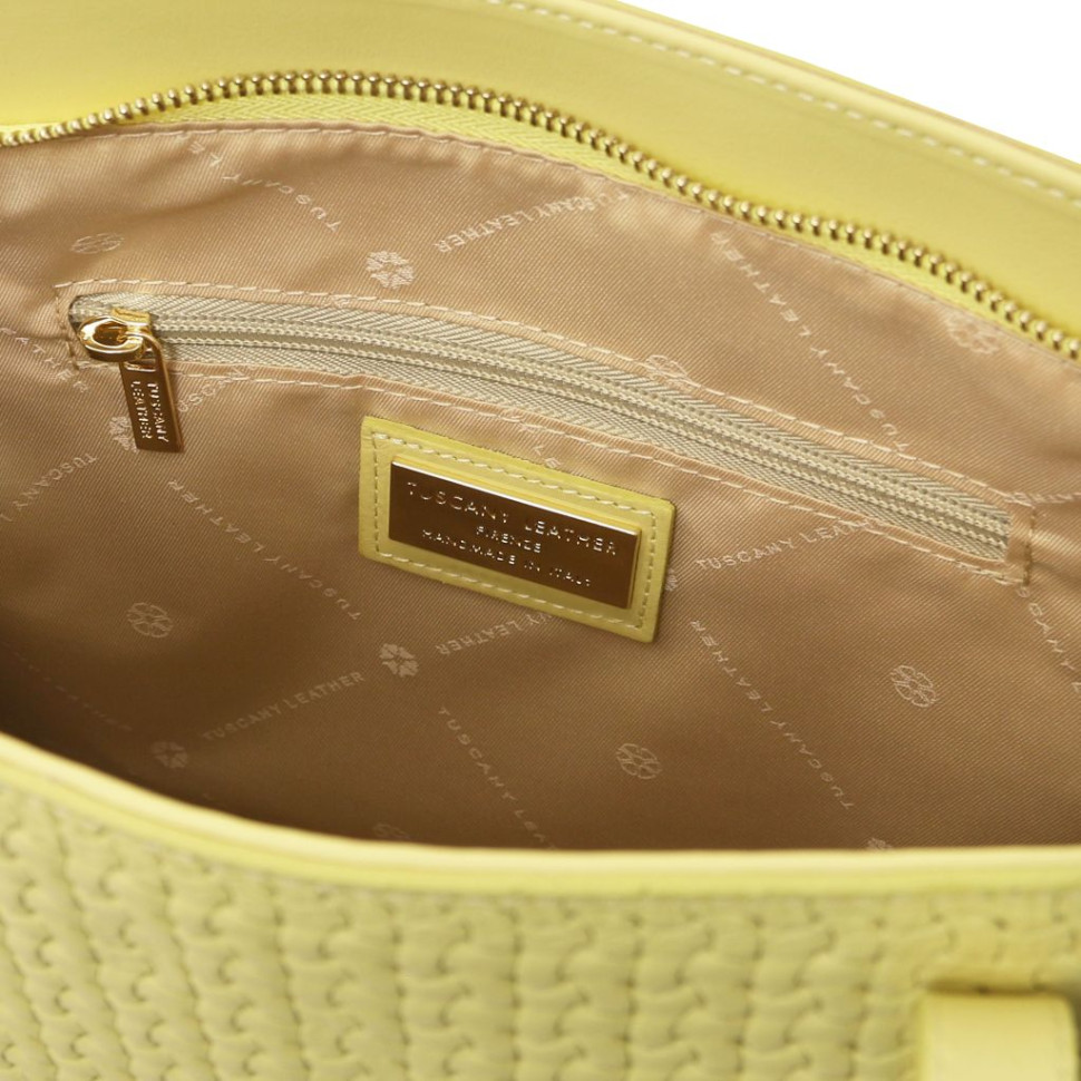 Dedalo Woven printed leather shopping bag