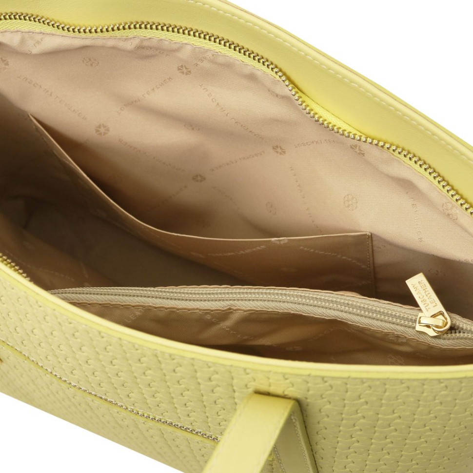 Dedalo Woven printed leather shopping bag
