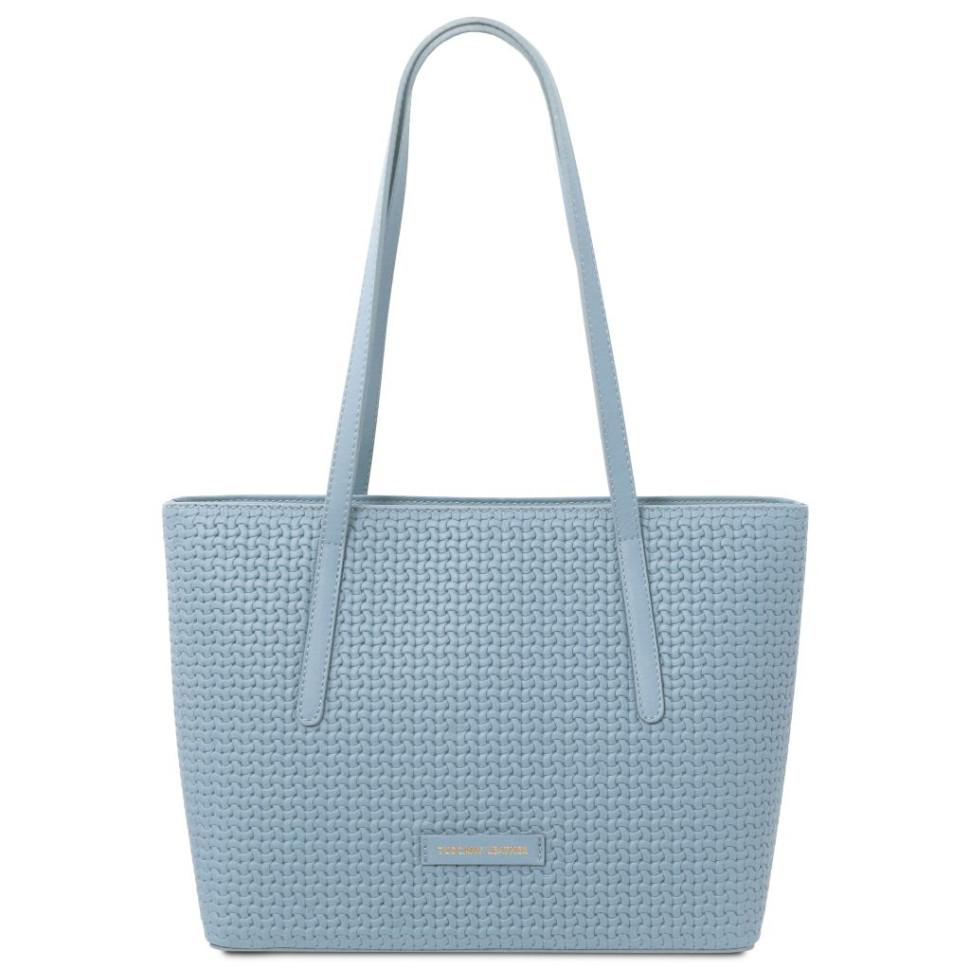 Dedalo Woven printed leather shopping bag