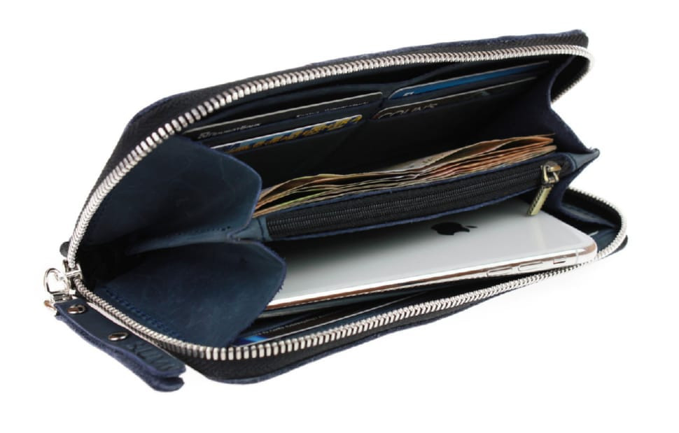 Кошелек женский кожаный клатч большой travel SULLIVAN  80287-2(19.5) синий