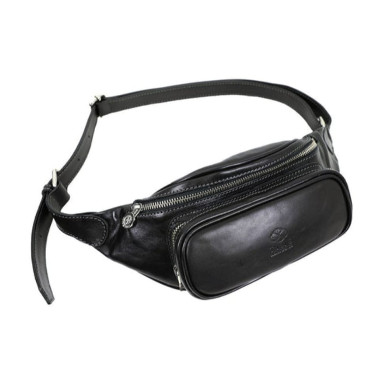 Leather Sling Bag Belly Bag - Independent People - Black Time Resistance 5225001