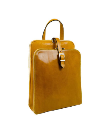 Womens Convertible Leather Backpack Shoulder Bag - Clarissa - Yellow Time Resistance 5203801