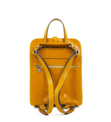 Womens Convertible Leather Backpack Shoulder Bag - Clarissa - Yellow Time Resistance 5203801