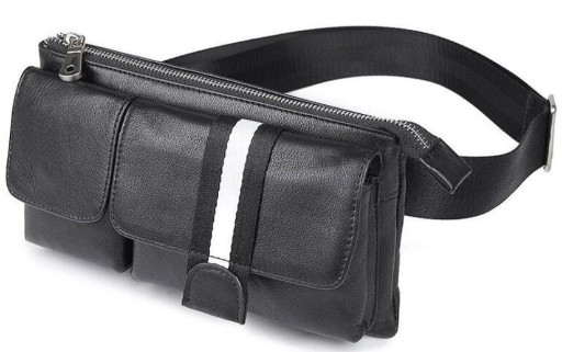 Сумка поясна шкіряна Vintage 14953 Чорна