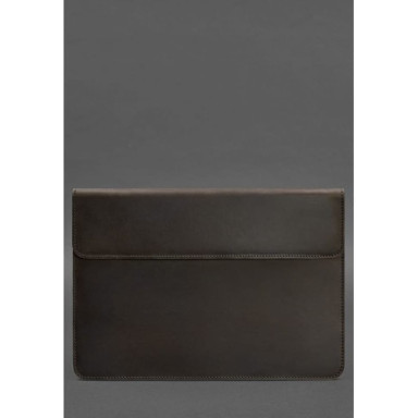 Magnetic Leather Notebook Case Unisex Dark Brown Crazy Horse