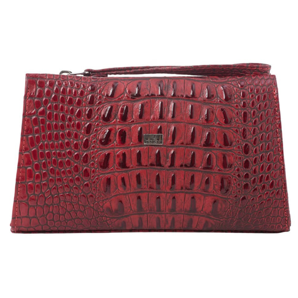 Косметичка кожаная Desisan 2-856 темно-красный питон
