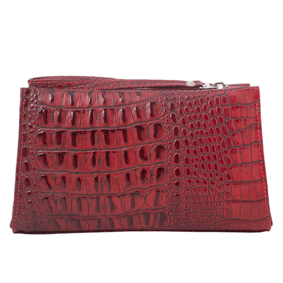 Косметичка кожаная Desisan 2-856 темно-красный питон