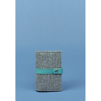 Felt female passport cover 1.1 with leather turquoise inserts