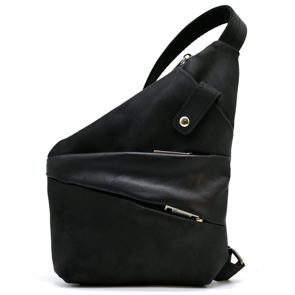 Рюкзак косуха на одне плече TARWA RAG-6402-4lx чорна crazy з напоєм