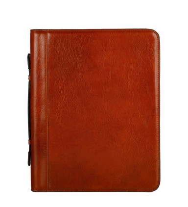 Womens Leather Portfolio with Binder - Joy in the Morning -  Cognac Brown color -  Time Resistance 5246501W