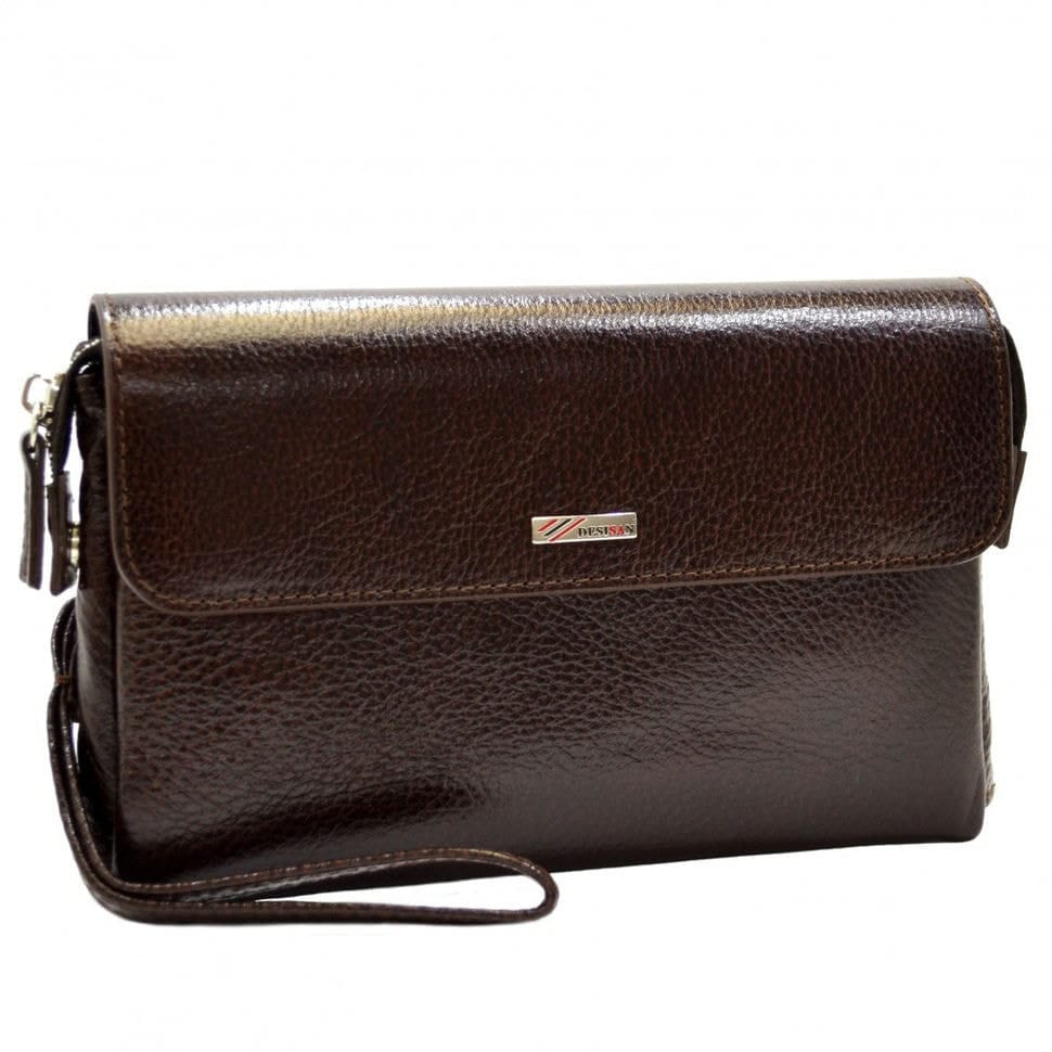 Барсетка кистьова шкіряна DESISAN 1462-019 коричневий флотар