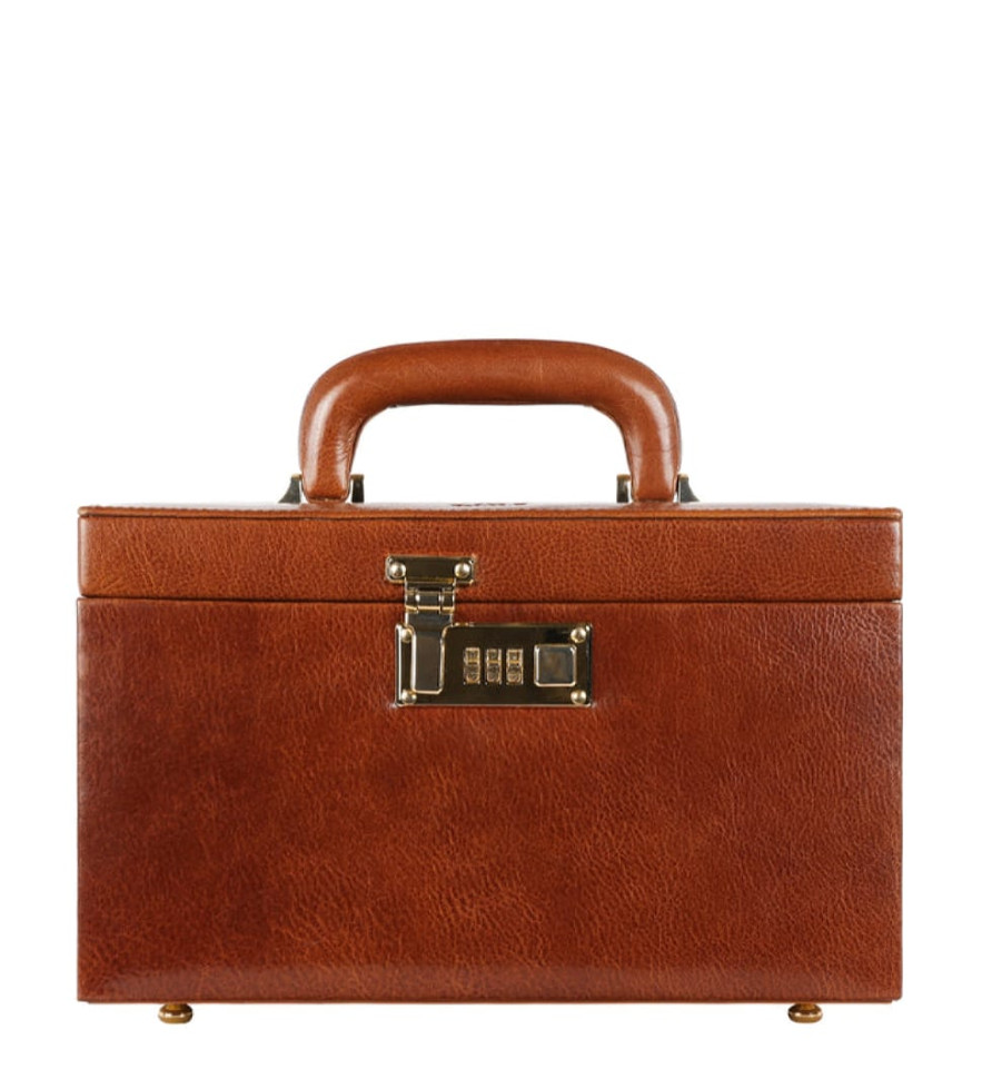 Large Leather Jewelry Box for Women - The Portrait of a Lady - Cognac Brown color - Time Resistance 5239801