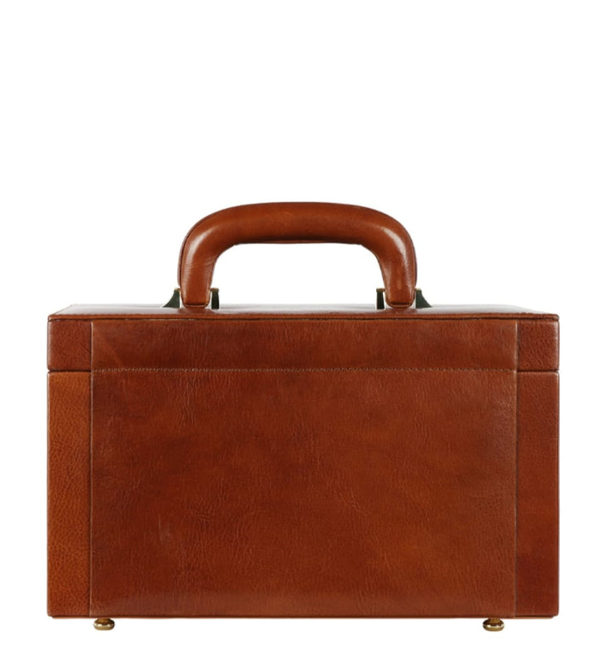 Large Leather Jewelry Box for Women - The Portrait of a Lady - Cognac Brown color - Time Resistance 5239801