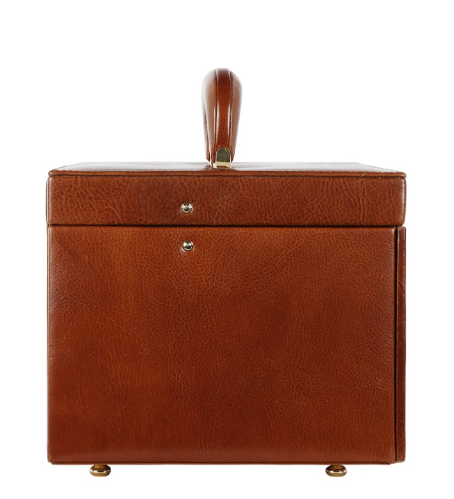Large Leather Jewelry Box for Women - The Portrait of a Lady - Cognac Brown color - Time Resistance 5239801