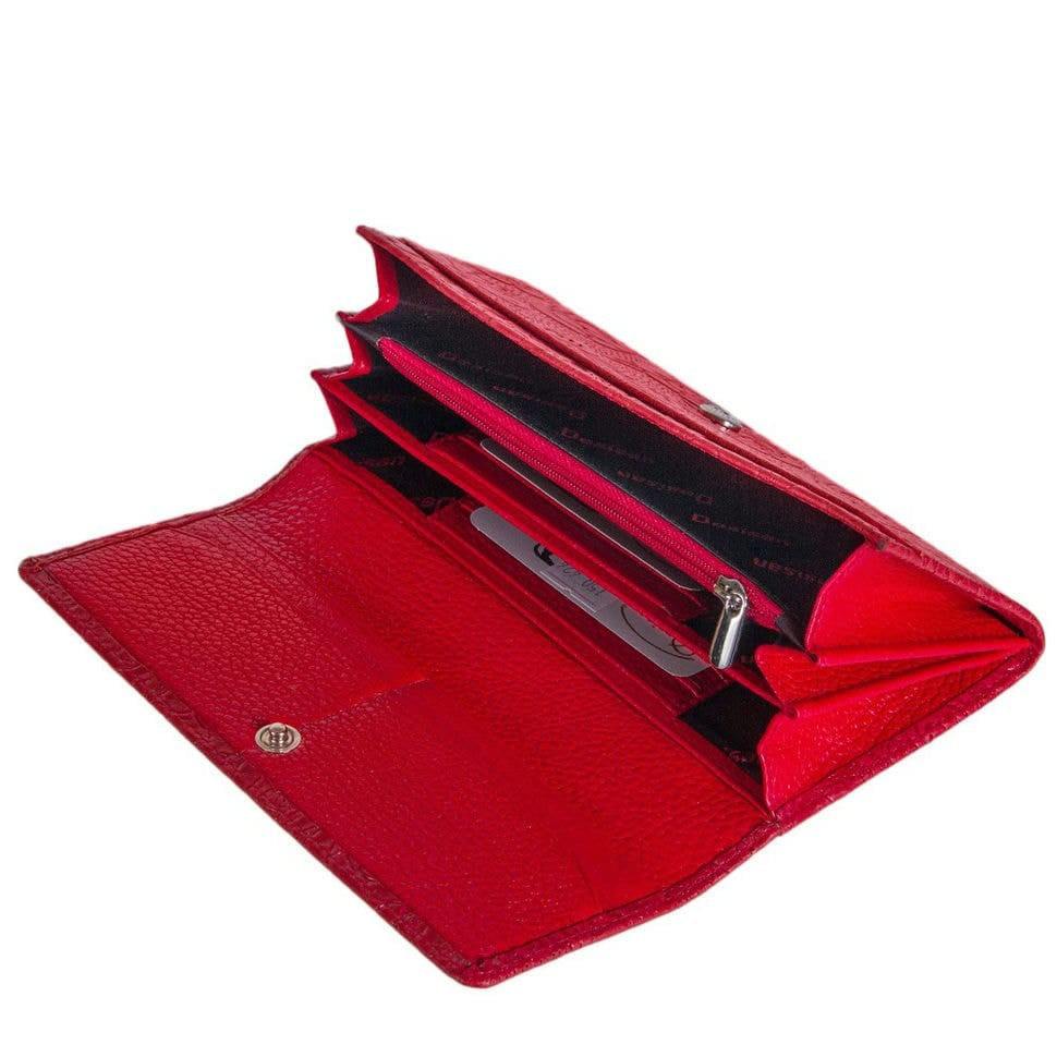 Гаманець жіночий шкіряний Desisan 150-424 червоні квіти